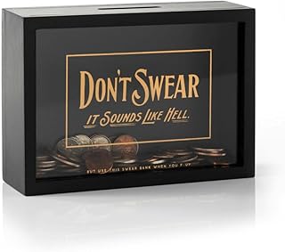 Don’t Swear Coin Bank – Funny Piggy Bank with Black Wooden Design and a Glass Front – Habit Breaker Swear Jar Bank – Makes an Amusing Gift Idea