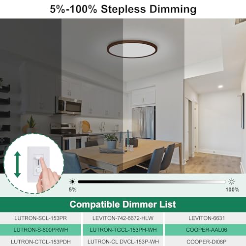Image of Brightever LED Flush Mount Ceiling Light Fixture Oil Rubbed Bronze, 24W 3200LM 5CCT Dimmable LED Ceiling Light, 2700K /3000K /4000K /5000K /6500K, 12 Inch Ceiling Lamp for Bedroom, Dining Room, 1 Pack