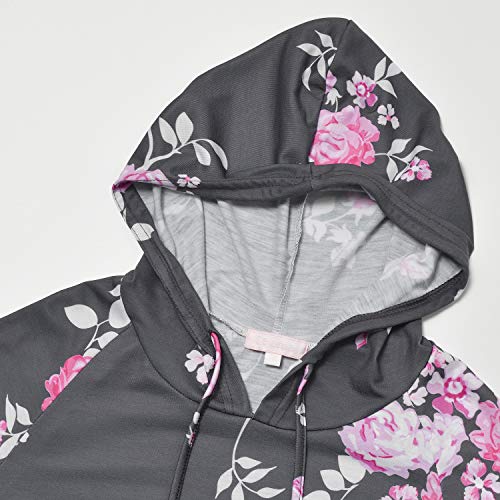 Bhome Floral Maternity Hoodie Long Sleeves Shirt Casual Top Basic Tee Layering Sweatshirt Grey With Pink Flowers M #TOP2