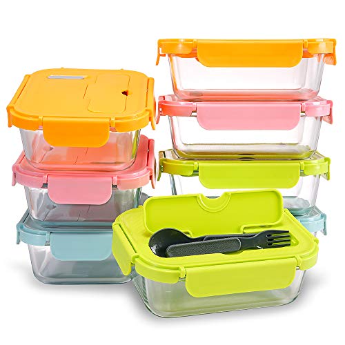8 Pack Glass Storage Containers HTREN 35 oz Glass Meal Prep Containers100 Leakproof Glass Food Storage Containers with Snap Locking Lids