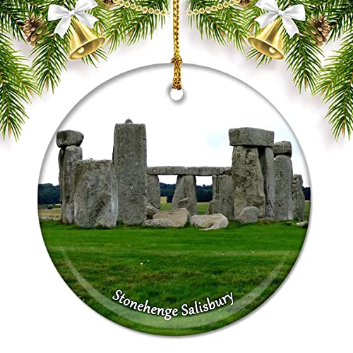UK England Stonehenge Salisbury Weihnachtsschmuck für Baum, Keramik-Anhänger, doppelseitig, Ornament, Dekoration, Weihnachtsgeschenke, Porzellan, Reise-Souvenirs
