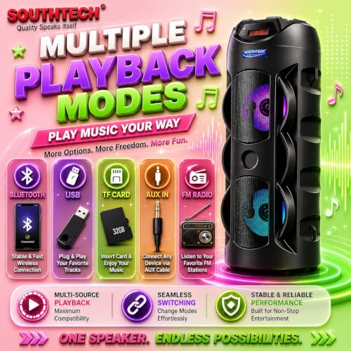 SOUTHTECH Bluetooth Party Speaker with RGB LED Lights - Image 5