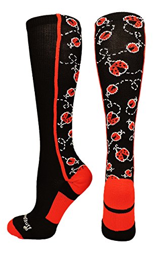 MadSportsStuff Softball Socks with Ladybugs Over the Calf for Girls and Women