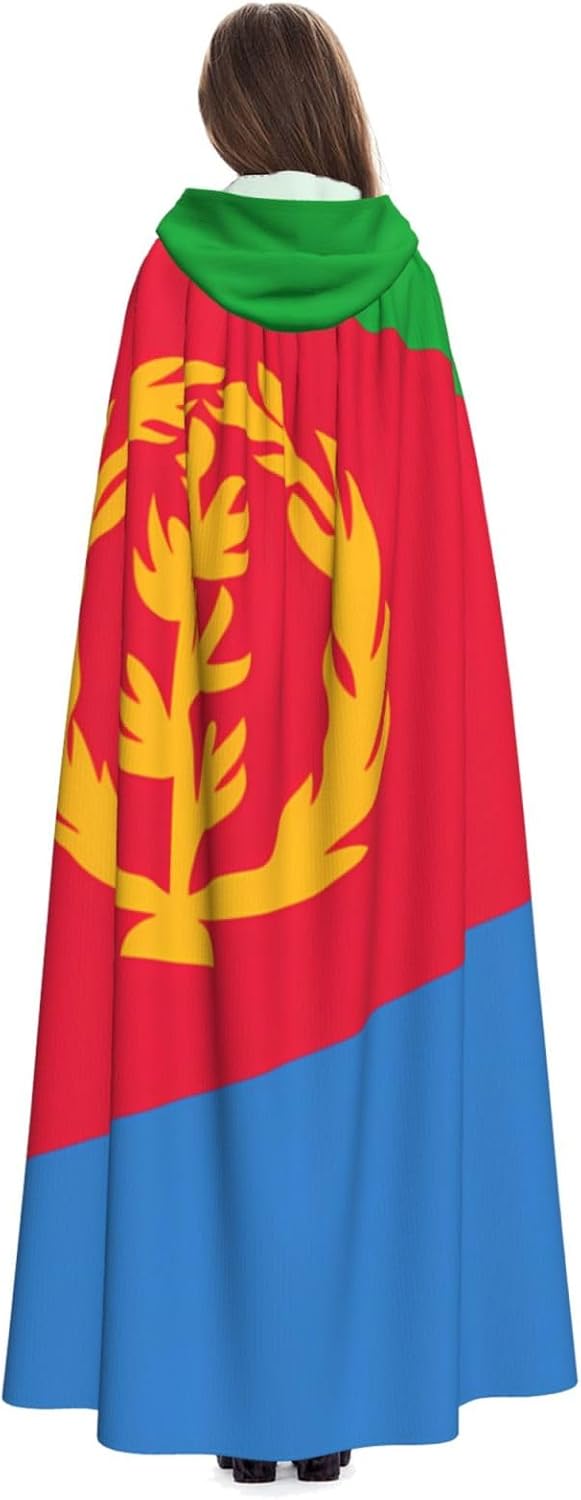 Unisex Adult Hooded Cloak, Eritrean flag, for Men and Women Cosplay & Halloween,Themed Parties Easter