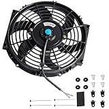 12V Car Radiator Fan 80W Car Engine Cooling Radiator,10" Slim Fan Push-Pull Electric Engine Cooling Fan Mounting Kit