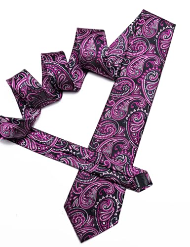 Image of YOHOWA Mens Ties Set Wedding Paisley Neckties with Handkerchief Cufflinks Formal Business