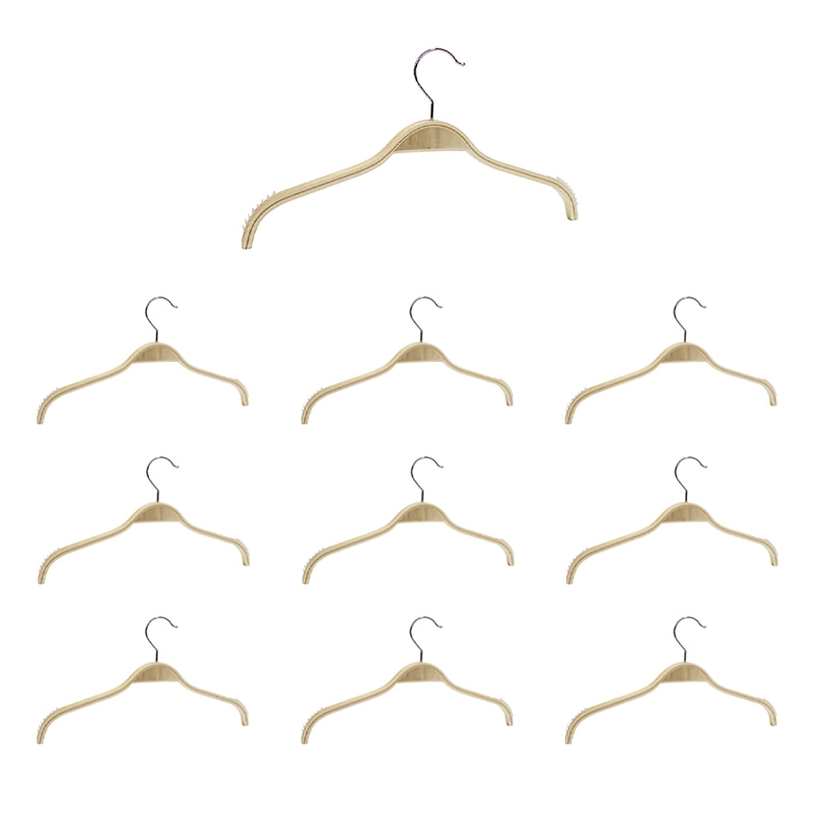 Kleiderbügel aus natürlichem Holz, 38 cm breit, flach, für Röcke, Oberteile, Mäntel und Jacken, langlebiges Massivholz für Schrankorganisation, 10 Stück