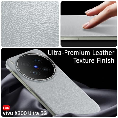 Image of TheGiftKart Hybrid Ultimate Slim Back Case Cover for Vivo X300 Ultra 5G | Lightweight Profile | Hard Back Case Cover for Vivo X300 Ultra 5G (PC & TPU, Metal Camera Ring, Leather Texture Finish, Grey)