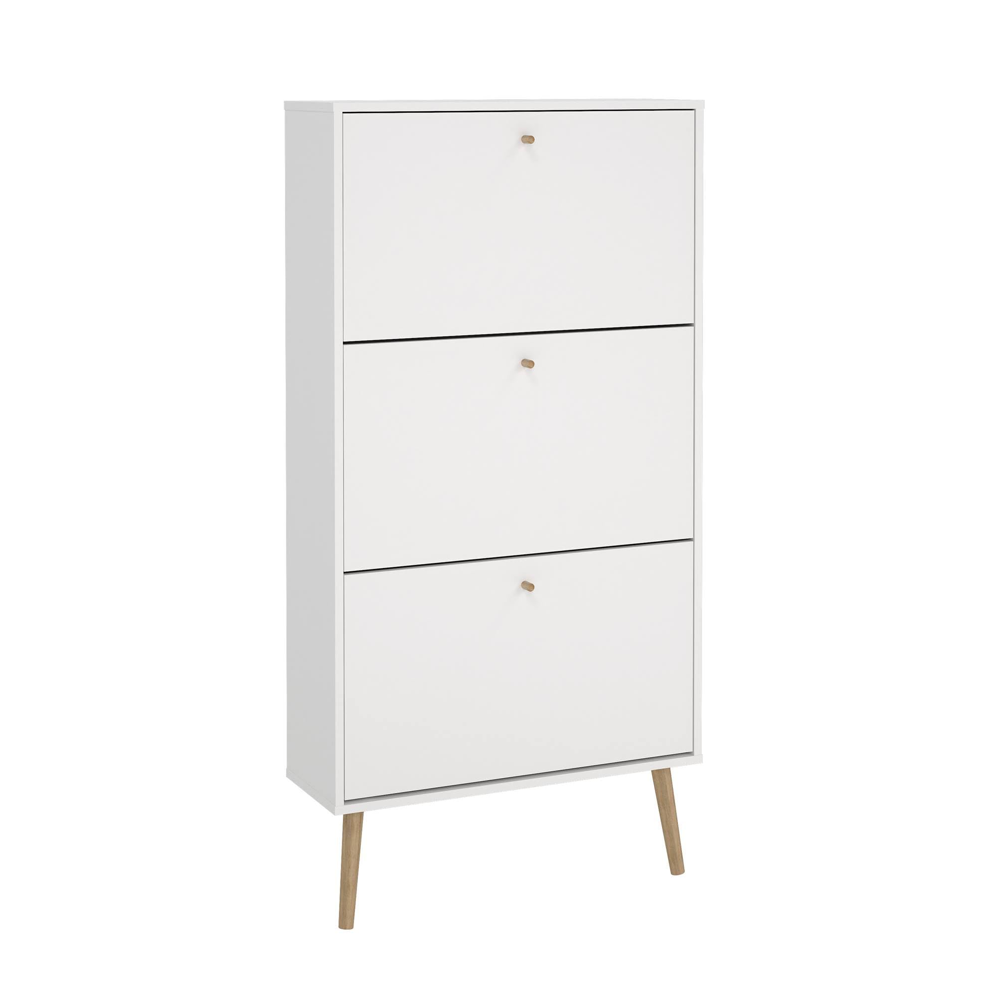 WELL HOME MOBILIARIO & DECORACIÓN Zapatero Abatible Guadiana, Mueble Zapatero con 3 Puertas Abatibles, Blanco, 71 x 25 x 140 cm
