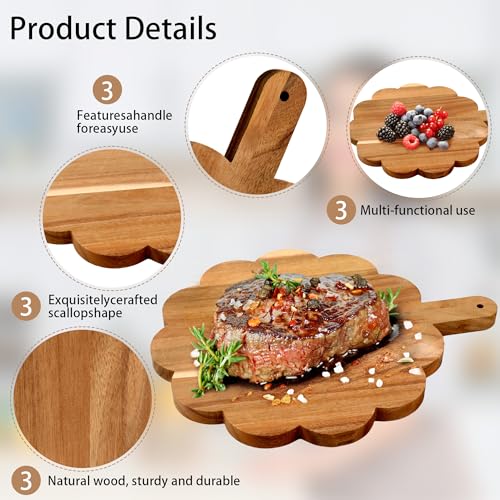 Tabla de Cortar Redonda con Mango en Madera de Acacia miniatura 5