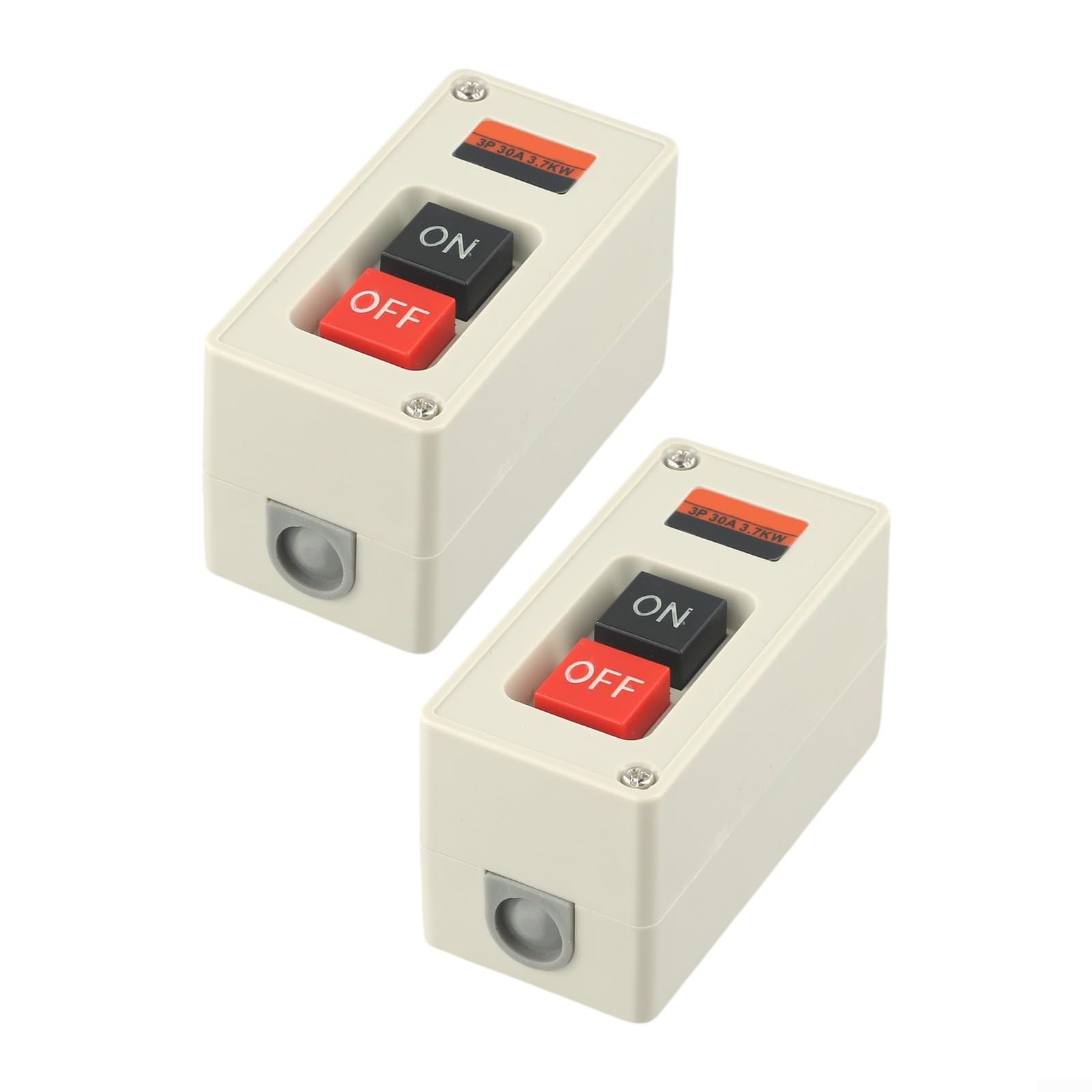 2PCS 3P 3-Phase 30A 3.7KW Maintained On/Off Power Push Button Switch with Screw Terminals for Direct Motor Control, Industrial Equipment Compatible with TBSP-330 Model