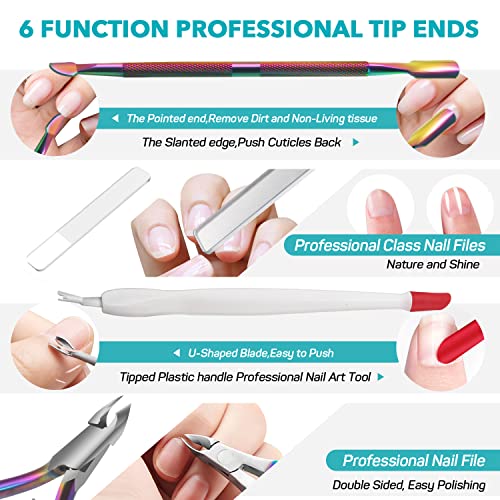 RONAVO Cuticle Remover Set, Includes Cuticle Nippers, Cuticle Pusher, Glass Nail File - Image 4