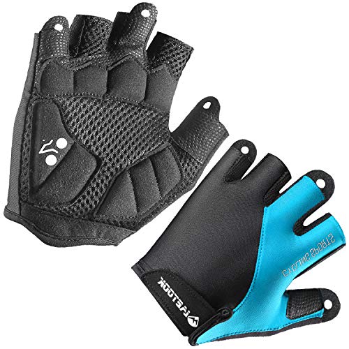 Letook Men's Padded Half Finger Bike Gloves with Breathable Mesh Shock-Absorbing Air Ventilation
