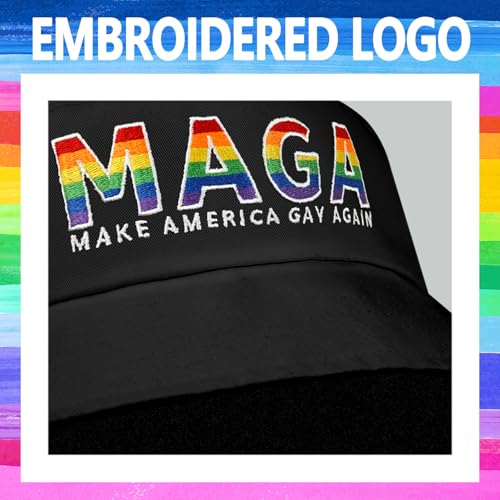 Image of Gay Pride Rainbow Trucker Hat for Men and Women LGBT Embroidered Adjustable Washable LGBTQ Baseball Cap Gifts