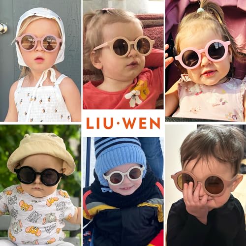 LIU·WEN Cute Round Baby Sunglasses Polarized 3 Pack - Flexible Frame with Strap for Toddler Newborn Infant 0-24 Months3