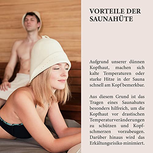 LoWell® Saunahut Damen & Herren – Wollfilz – Germanius (hell) Design – Ansicht 4