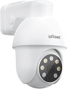 ieGeek 5MP POE Camera, Outdoor Security IP Camera with 355° Pan/90° Tilt, Wired Security Cameras for Home Surveillance, AI Detection, Auto Tracking, 2-Way Audio, Night Vision, 24/7 Recording asin的图片