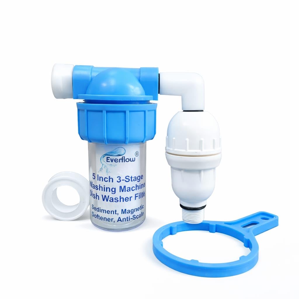 EVERFLOW 3 Stage Washing Machine Hard Water Filter | Magnetic Anti-Scale + Polyphosphate Ball Cartridge + 5 Inch Sediment Filter | Borewell Water, High TDS, Limescale Protection | ½in Inlet-image-46