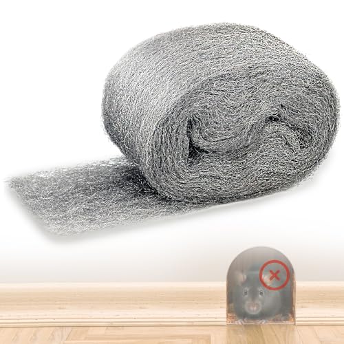 Steel Wool #0000: almohadillas de lana de alambre de acero de bronce para control de ratones, protección para casa, garaje, jardín, agujeros, relleno de paredes, apartamentos urbanos, 1 paquete