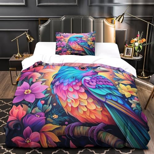 Housse de couette ado imprimé 3D Sparrow en microfibre zippée