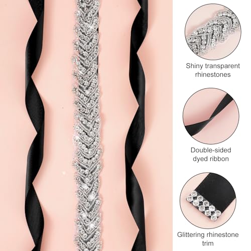 Silver Bridal Wedding Dress Belt, Adjustable Sparkly Rhinestone Belt for Formal Dress, Rhinestone Waist Belts for Women Dresses Accessories3
