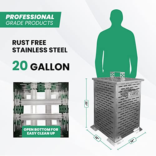 Professional Grade Products 9900000 Burn Box, 23 Inch 20 Gallon Heavy Gauge Stainless Steel Burn Barrel Yard Waste Incinerator Cage With Lid For Paper Leaf Trash Wood And Backyard Bonfires thumb #3