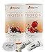 Produktbild Myline Eiweiß Shake Proteinpulver 2er Pack 2x 400g + AV Maßband + 2 Proteinriegel (Erdbeer-Schokolade)