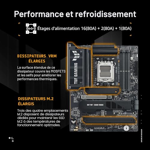 ASUS TUF GAMING X870E PLUS WIFI7 AMD X870E Emplacement AM5 ATX Neuf - vue 9