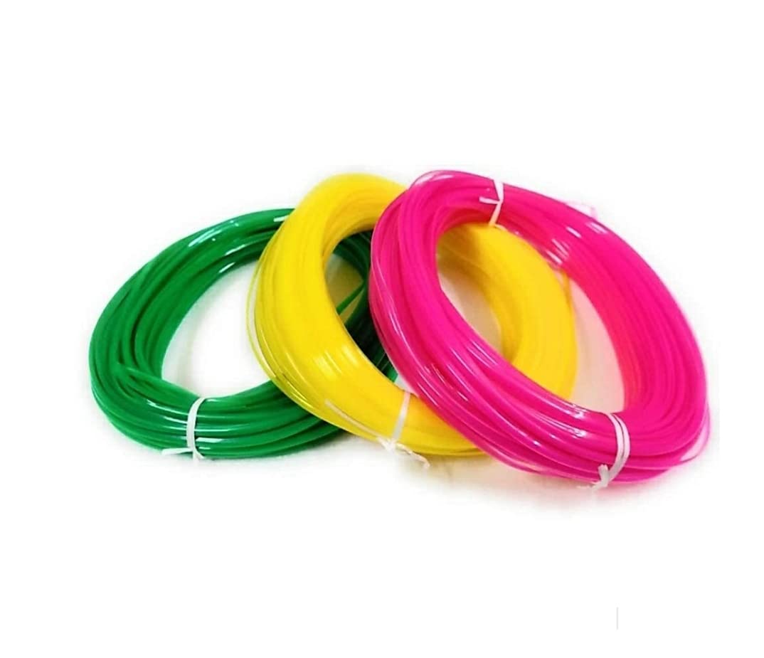 GURUDEV CRAFTS Plastic Broom Wire for Craft Work, Basket, Flower vases Making, 80 m Each , Green, Yellow, Pink - Pack of 3 Colours