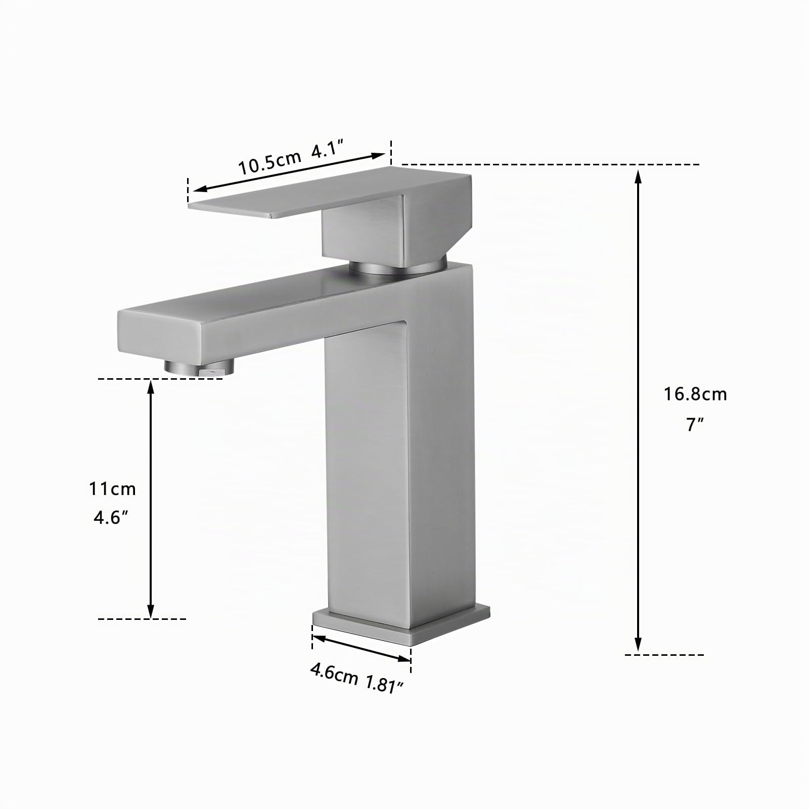 AIMADI Mitigeur Lavabo Robinet Salle de Bain Modern à 1 Levier Mono Commande pour Salle de Bain Évier Vasque Nickel Brossé