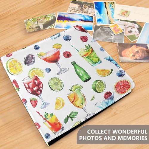 Álbum de fotos adhesivo DIY con estampado de frutas y bebidas de verano, encuadernado con anillas, 40 páginas, 8x10 para recuerdos miniatura 5