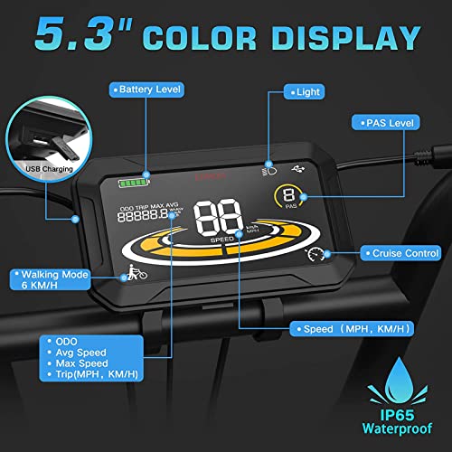 Fucare Electric Bike,Gemini/Gemini X Dual Samsung Battery 30Ah,750W 48V Motor,31Mph,100-120 Miles,5.3" Display,20"×4.0" #TOP3