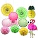 13 Szt.Flamingo Party Zestaw Dekoracji o Strukturze Plastra Miodu, Wiszące Papierowe Wentylatory Flamingo, Ananasowy Plaster Miodu, Bibułkowe Pompony, Ananasowa Girlanda Flamingów, Papierowe Lampiony