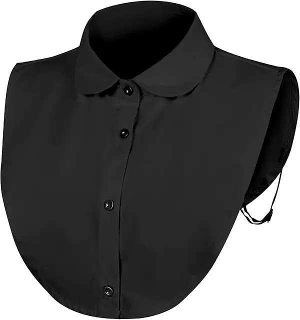 Svart Blus Hög Krage - Avtagbar Falsk Skjortkrage för Kvinnor i Bomull