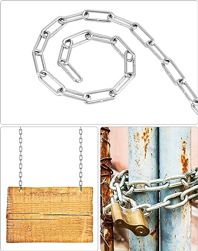 QWORK® 2 Pack Galvanized Steel Chain - diameter 3 mm - 5 m - for Clothsline Garage Fence Bicycle Security Lock Dog Lead DIY Decoration - Image 4