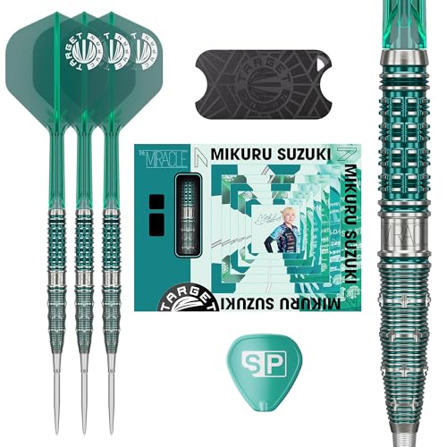 Target Japan Miracle G7 Steel Tip Darts with Kflex 25G | 95% Wolfram-Set mit K-Flex-Flügeln und -Schaft Nano Storm Swiss Points Mikuru Suzuki Gen 7 Etui und Point Guard