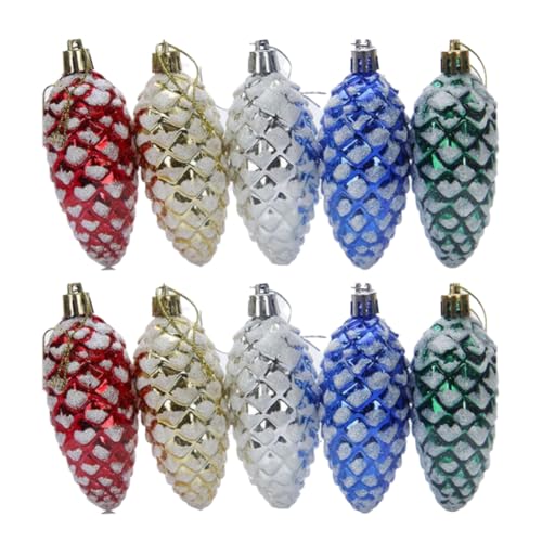 CHUYIX Christbaumschmuck zapfen 10 Stück Farbmischen...