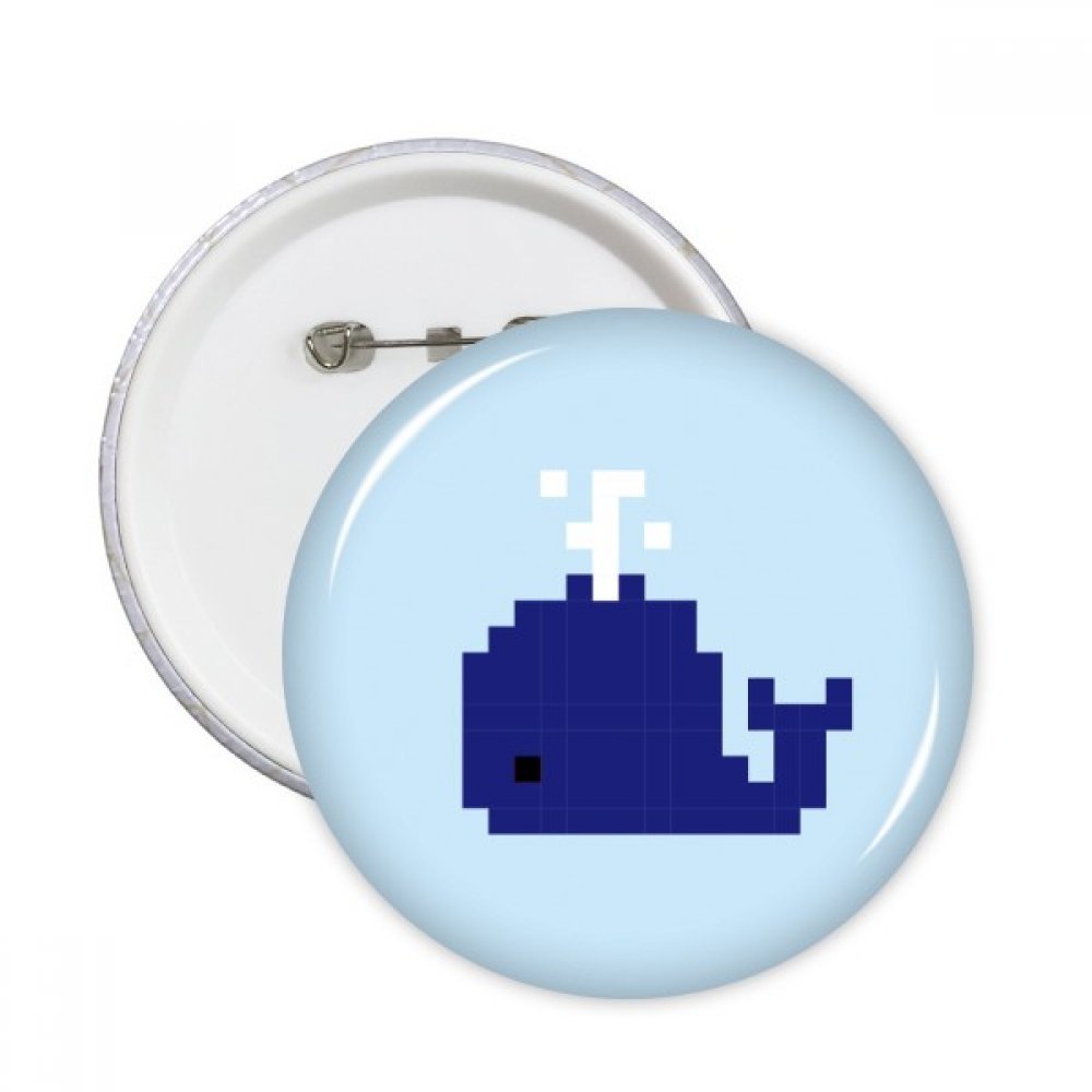Pins pixel baleine bleue ronde décoration vêtement DIYthinker badge été 5pcs