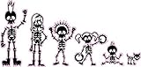 Skeleton Stick Family Mom & Dad, Son & Daughter, Baby Dog Decal