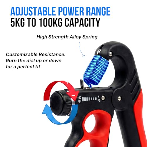Image of Kyro Ring Hand Gripper 5-100 KG | Adjustable Grip Strengthener with Counter for Men & Women | Finger, Wrist & Forearm Strength Trainer | Heavy Duty Power Gripper for Home & Gym