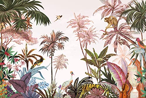 Mfwfm Jungle Wallpaper Tropical Botanical Wall Mural Forest Palm Tree Rainforest Mural Wallpaper(Not Peel N' Stick) #TOP1