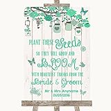 Green Rustic Wood Plant Seeds Favours Personalized Wedding Sign