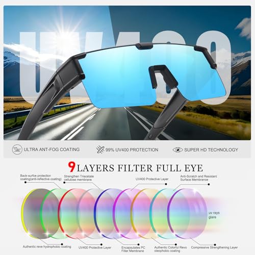 Image of HAOLOTA Fit Over Glasses Sunglasses for Men, Wrap Around Sunglasses for Driving Cycling Outdoors UV Protection