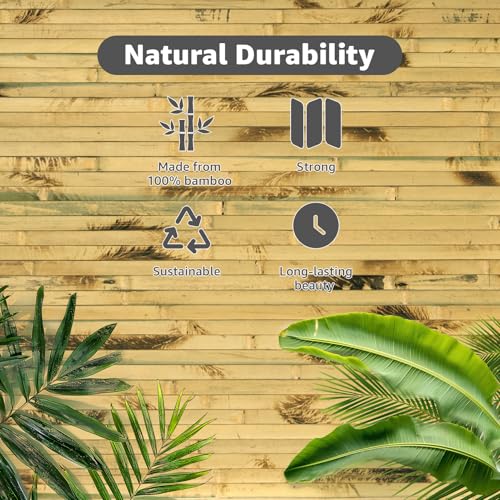 Image of Art3d 12 x 96 in Pole Wrap Natural Bamboo Wall Panel, 1-Pack, Light Burned