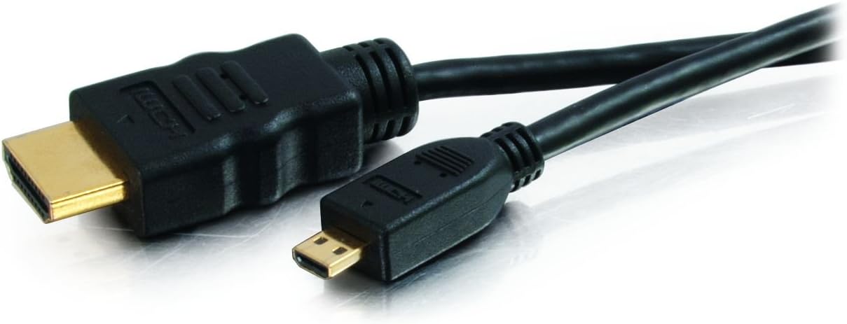 C2G HDMI Cable, High Speed HDMI Cable, Micro HDMI with Ethernet, 6.56 Feet (2 Meters), Black, Cables to Go 40313