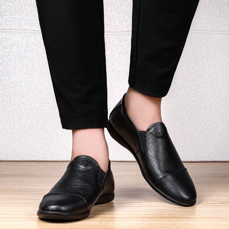 Men Oxford Dress Shoes Non Slip Block Heel Anti-Slip Slip Resistant Tuxedo Prom Genuine Leather Slip-on Breathable2