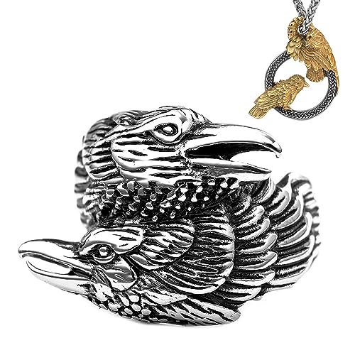 Bijoux vikings hommes bague et collier crow corbeau nordique mythologie
