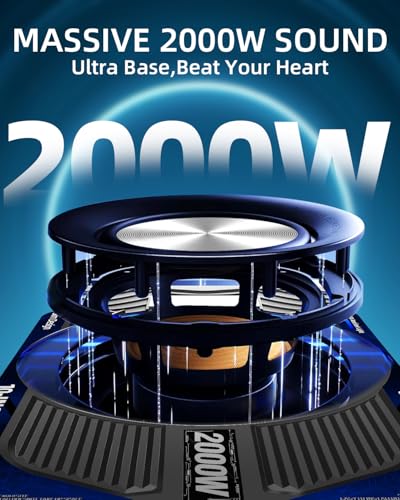 Image of 2000W 10 Inch Underseat Car Subwoofer and Amp Package, Slim Powered Under Seat Sub with Built-in Class D Amp and DSP, Blue LED Switch, Low Pass Filter, Bass Boost for Truck SUV