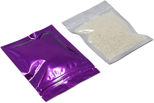 Miniatura 1 de 100 unidades de Mylar brillante con cierre de cremallera, bolsa de almacenamiento de alimentos, bolsa hermética de papel de aluminio con ventana