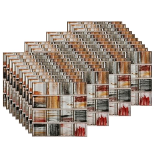 EasyLife 40pcs Stickers de carrelage mural, 10x10cm autocollant étanche et auto-adhésif, pour la décoration intérieure(Set5)
